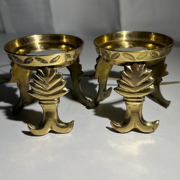 Vintage Brass Gazing Ball Stands, Set of 2 Made in India - Picture 4 of 10